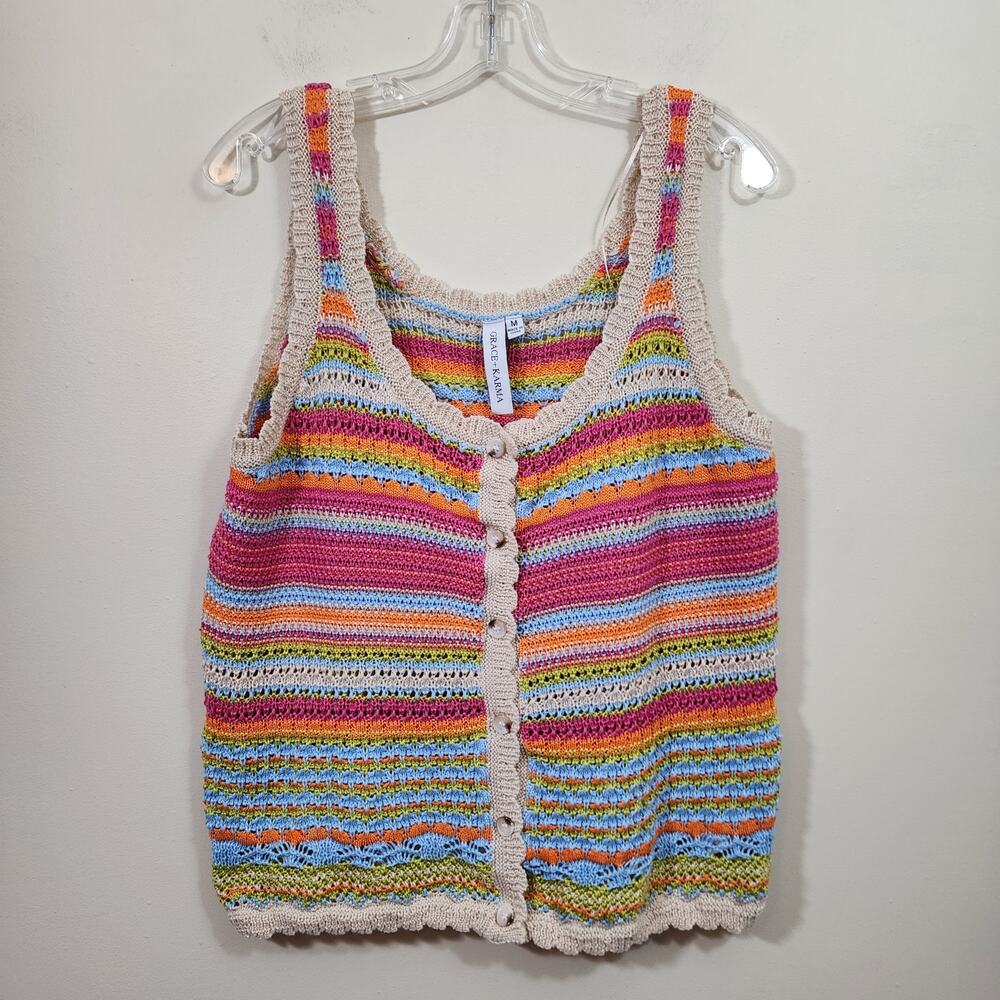 Crochet Stripe Tank Top - Multicolor